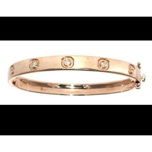 Rose Toned Diamond Eternity Bracelet Sterling Silver 14kt Rose Gold Overlay